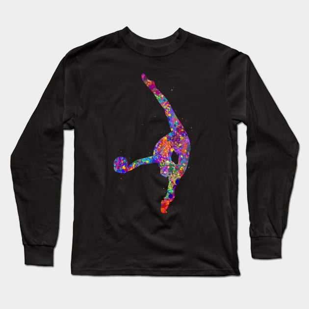 Rhythmic gymnastics ball watercolor art Long Sleeve T-Shirt by Yahya Art